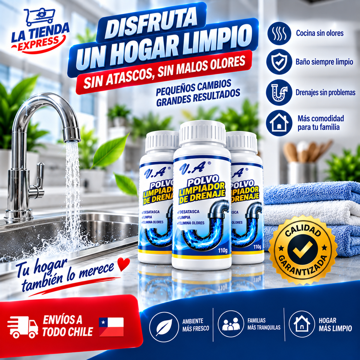 “Polvo Limpiador de Drenaje x3 | Limpieza Potente y Rápida”